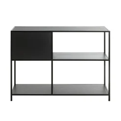 Etagère noire 4 cases et 1 porte en métal