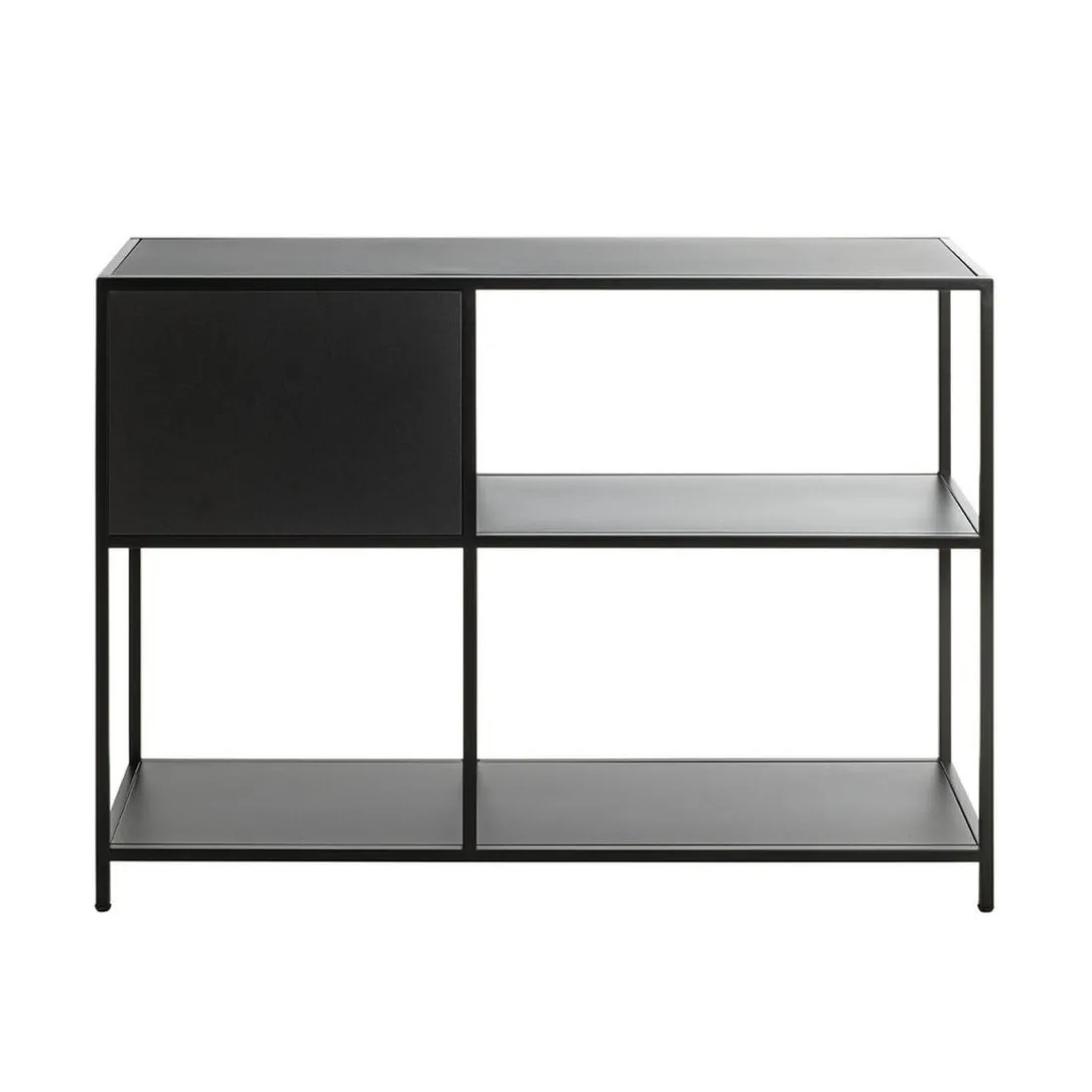 Etagère noire 4 cases et 1 porte en métal