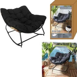 Fauteuil A Bascule Coussin noir
