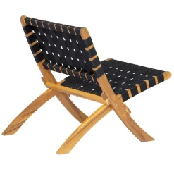 Fauteuil intérieur extérieur en acacia massif et nylon Noir