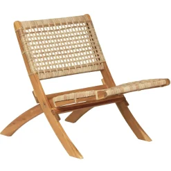 Fauteuil intérieur extérieur en acacia massif et corde marron