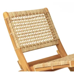 Fauteuil intérieur extérieur en acacia massif et corde marron