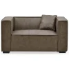 Fauteuil large Macao Tissu effet peau Vintage Marron
