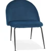 Fauteuil lounge 'MERMAID' en velours bleu et pieds en métal noir