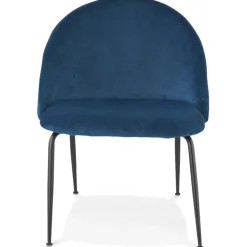 Fauteuil lounge 'MERMAID' en velours bleu et pieds en métal noir