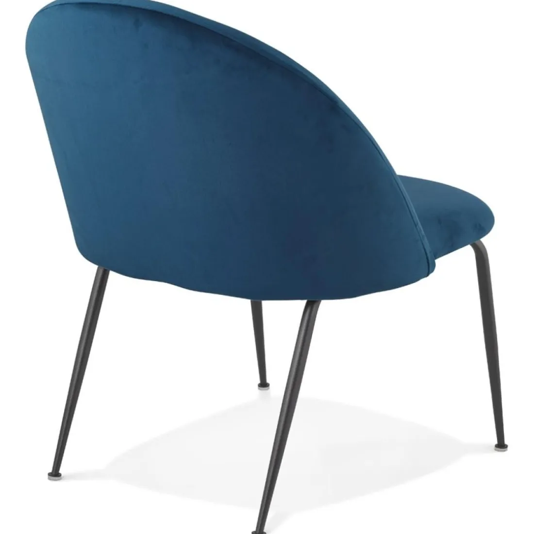 Fauteuil lounge 'MERMAID' en velours bleu et pieds en métal noir