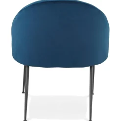 Fauteuil lounge 'MERMAID' en velours bleu et pieds en métal noir