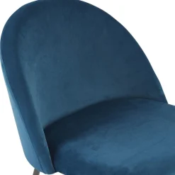 Fauteuil lounge 'MERMAID' en velours bleu et pieds en métal noir