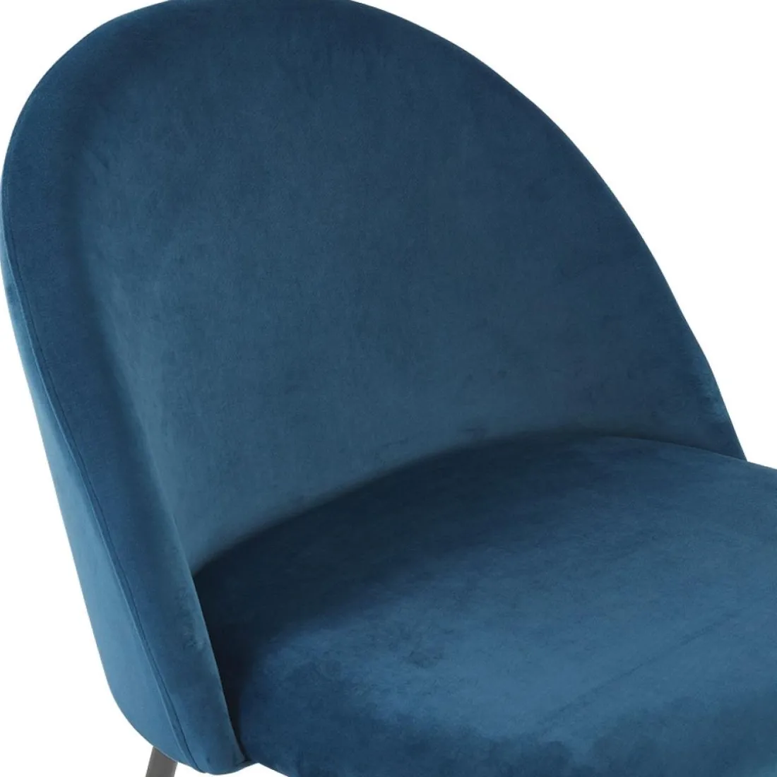 Fauteuil lounge 'MERMAID' en velours bleu et pieds en métal noir