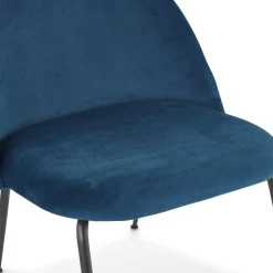 Fauteuil lounge 'MERMAID' en velours bleu et pieds en métal noir