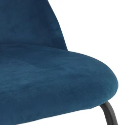 Fauteuil lounge 'MERMAID' en velours bleu et pieds en métal noir