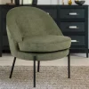 Fauteuil moderne au dossier arrondi Thiago Tissu Vert Kaki