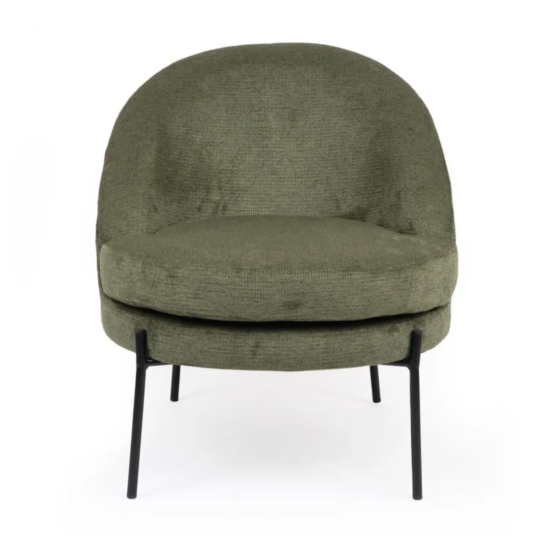 Fauteuil moderne au dossier arrondi Thiago Tissu Vert Kaki