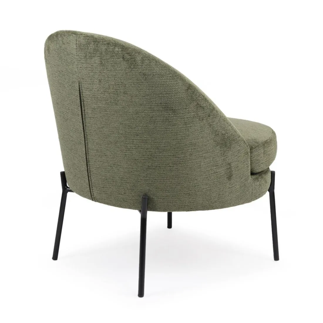 Fauteuil moderne au dossier arrondi Thiago Tissu Vert Kaki