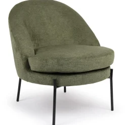 Fauteuil moderne au dossier arrondi Thiago Tissu Vert Kaki