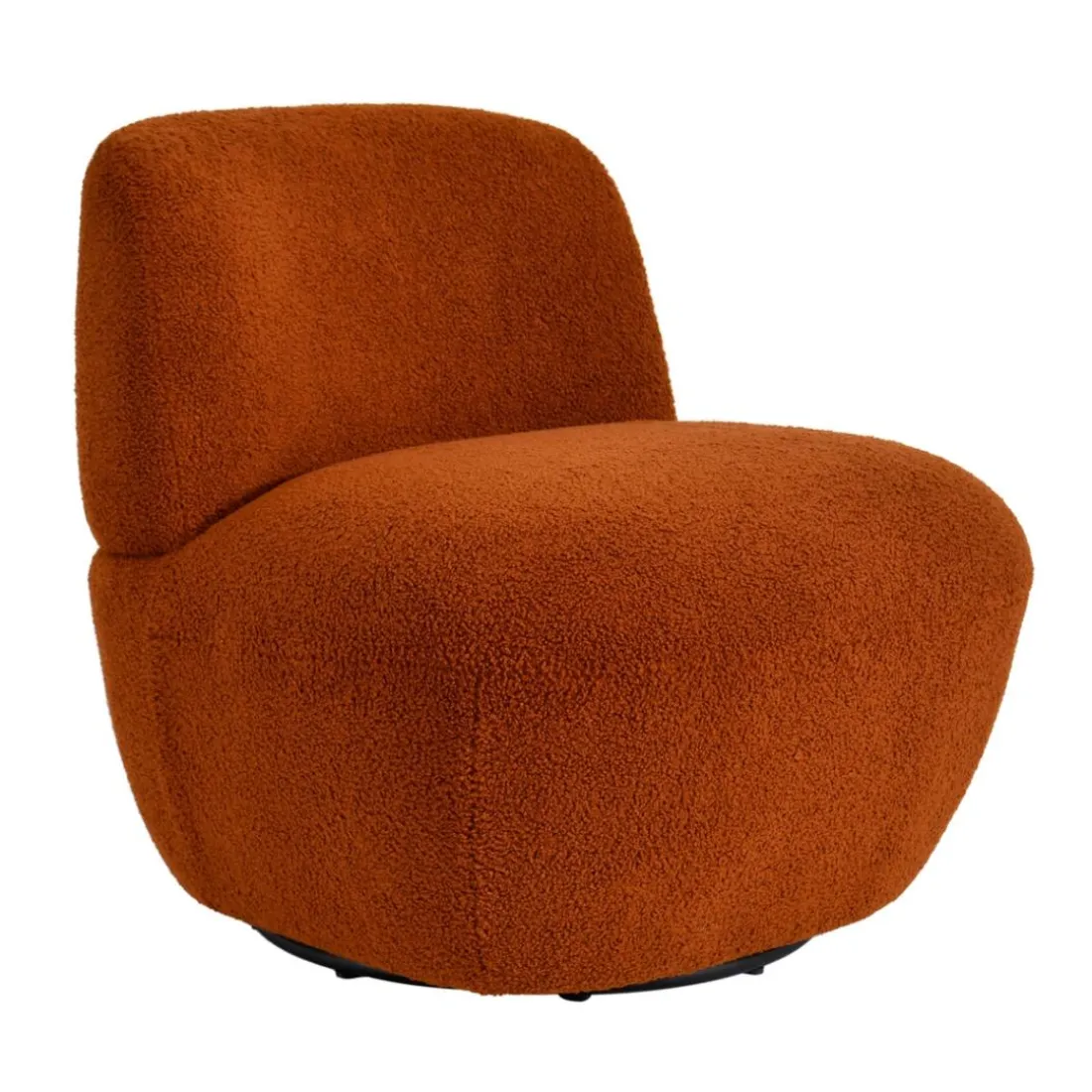 Fauteuil pivotant en bouclette épaisse terracotta Lana