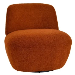 Fauteuil pivotant en bouclette épaisse terracotta Lana