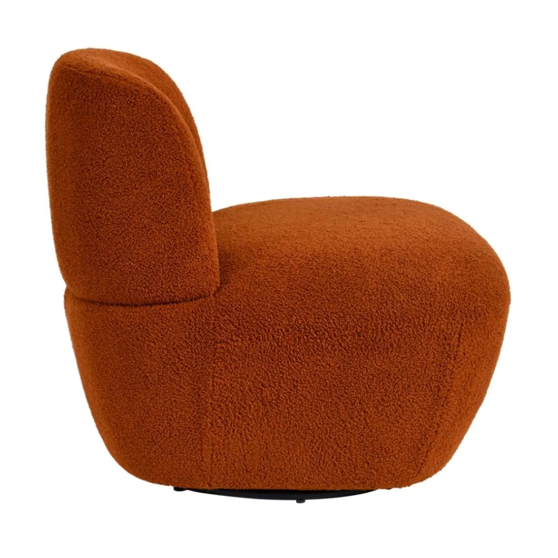 Fauteuil pivotant en bouclette épaisse terracotta Lana