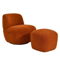Fauteuil pivotant en bouclette épaisse terracotta Lana