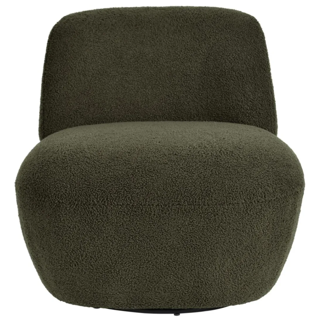 Fauteuil pivotant en bouclette épaisse vert Lana