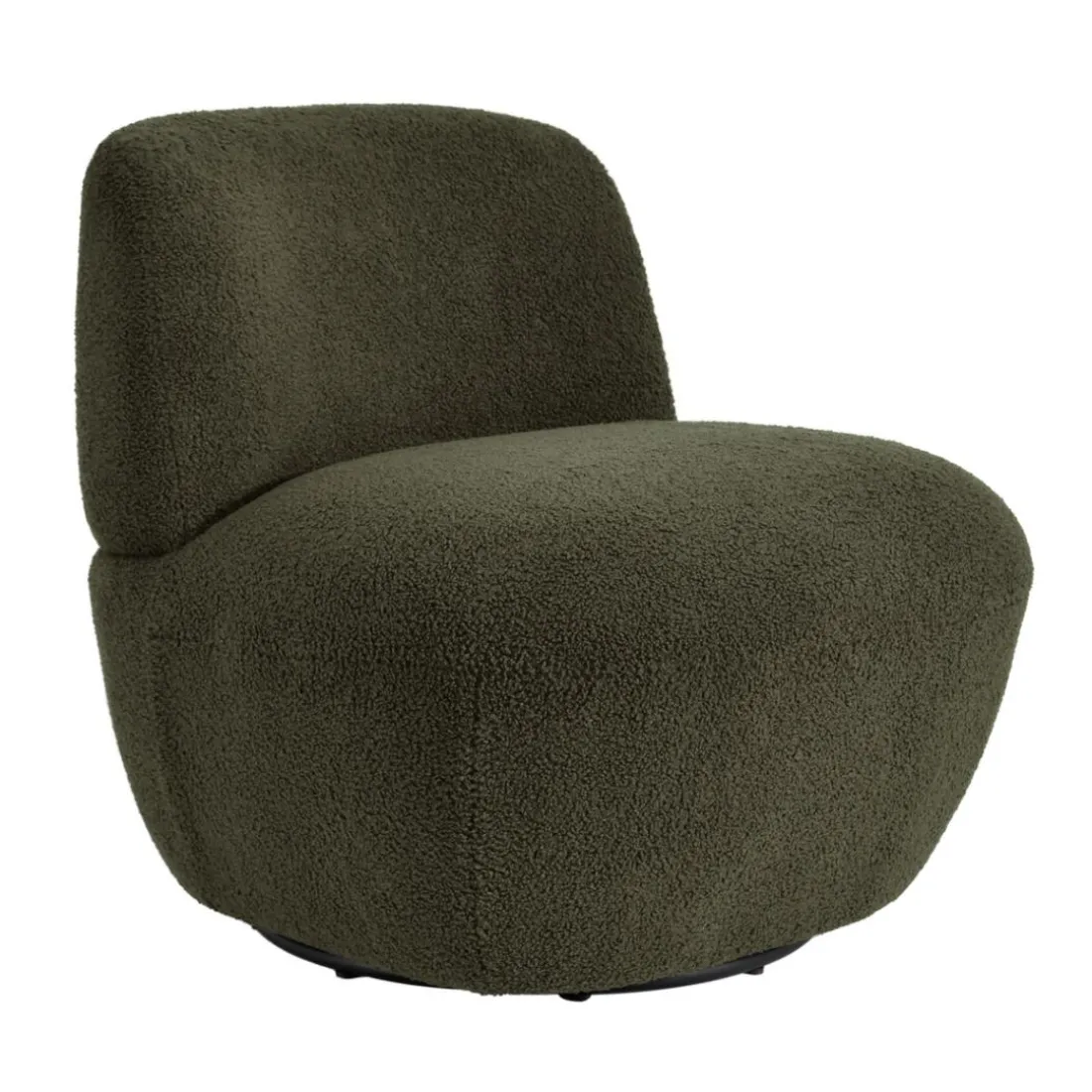 Fauteuil pivotant en bouclette épaisse vert Lana
