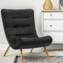 Fauteuil scandinave Romilly Velours Noir