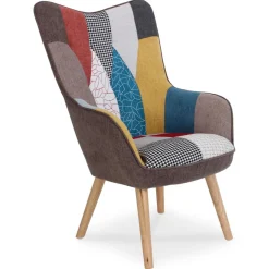 Fauteuil scandinave Tissu Patchwork SYRLA