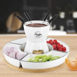 Fondue Coffret Support Bambou Coupelle