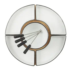 Fondue Coffret Support Bambou Coupelle