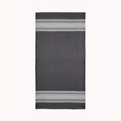 Fouta à rayures Lola noir en coton