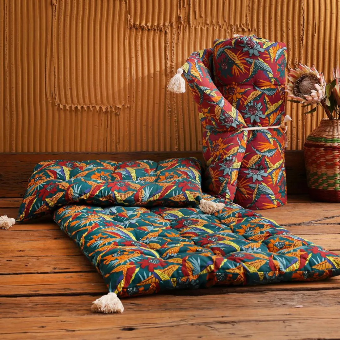Futon, coton FU.DANDAJI, turquoise