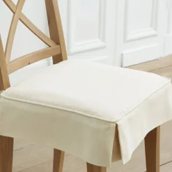 Galette de chaise à volant Becquet - Blanc ivoire