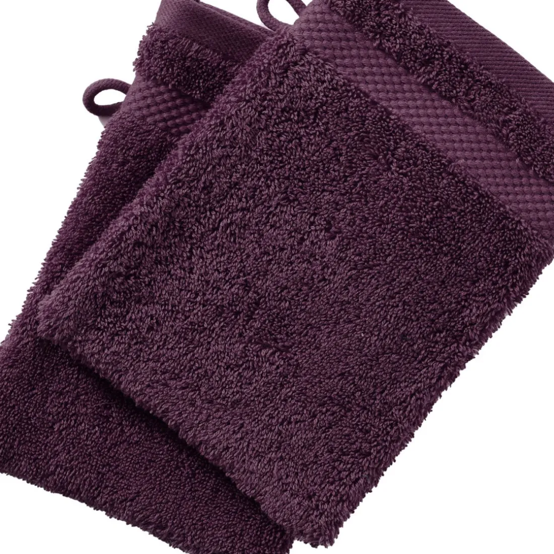 Gant de toilette en Coton Eponge bouclette 500G ATLANTIQUE Violet aubergine