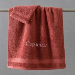 Gants de toilette en Coton éponge bouclette ATLANTIQUE Rouge grenade