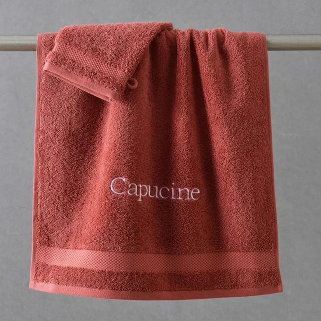 Gants de toilette en Coton éponge bouclette ATLANTIQUE Rouge grenade