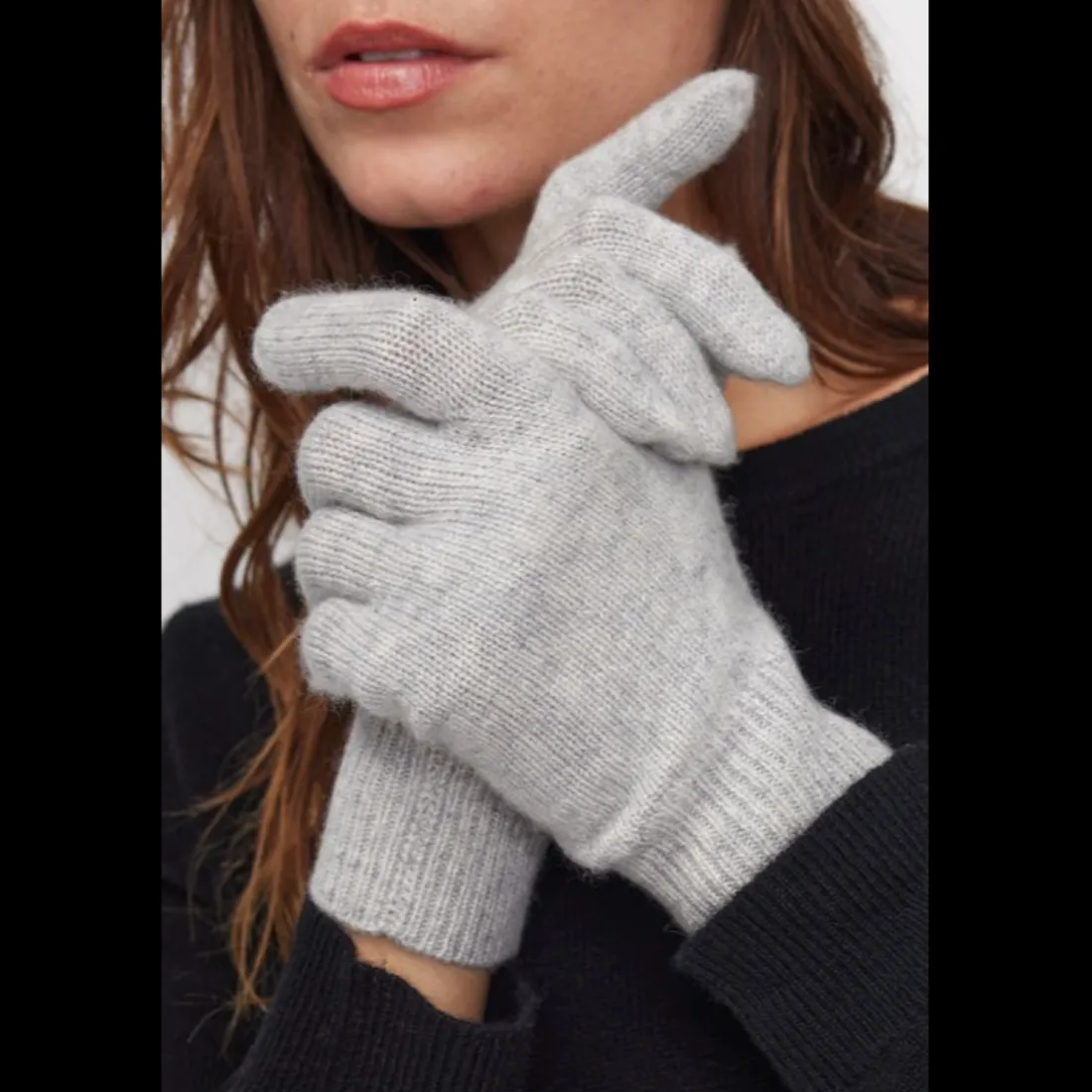 Gants unisexe en cachemire gris perle