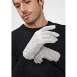 Gants unisexe en cachemire gris perle