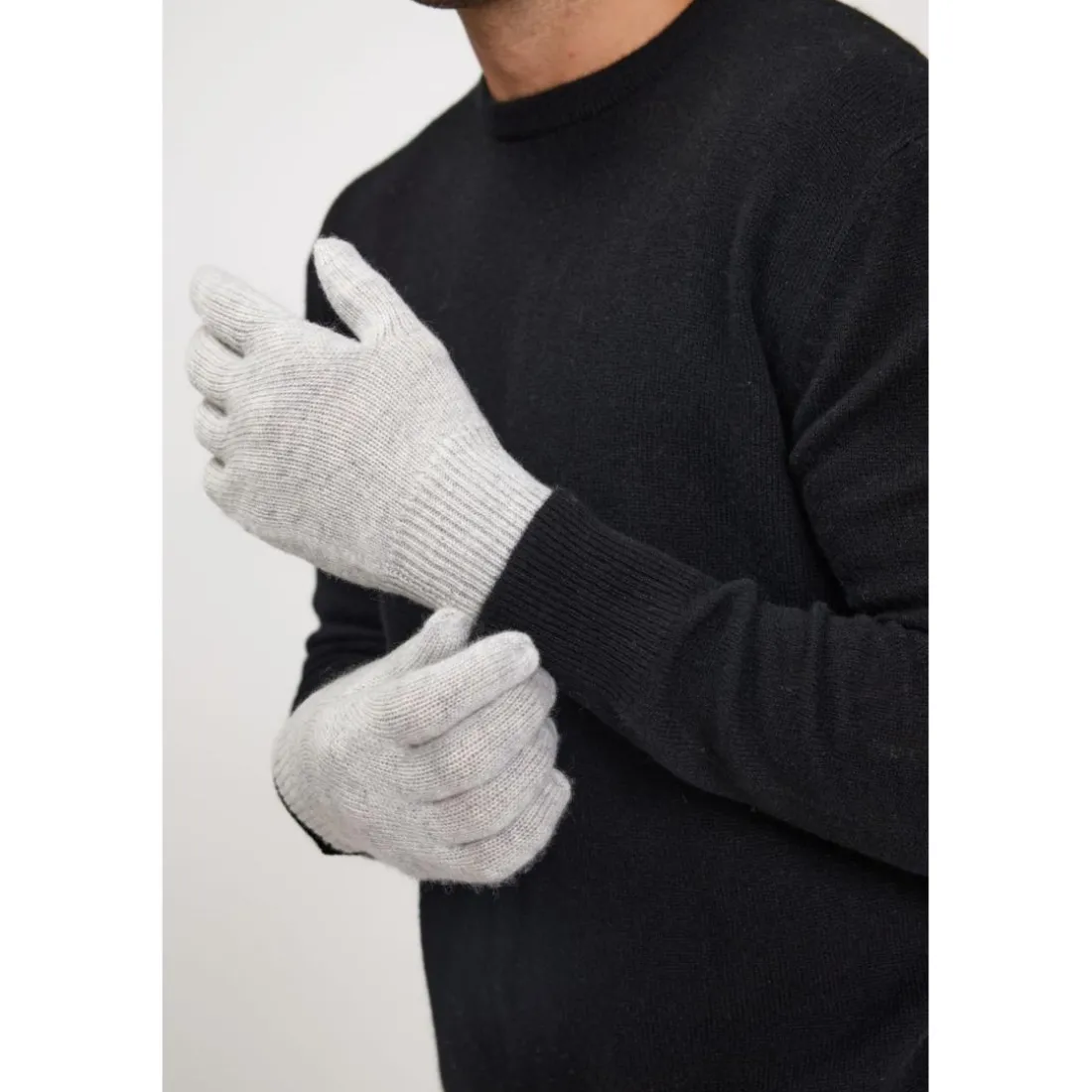 Gants unisexe en cachemire gris perle