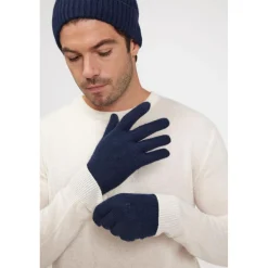 Gants unisexe en cachemire bleu marine