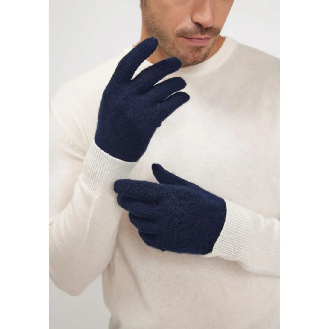 Gants unisexe en cachemire bleu marine