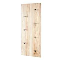 Garderobe murale décor chène 7 crochets acier chromé