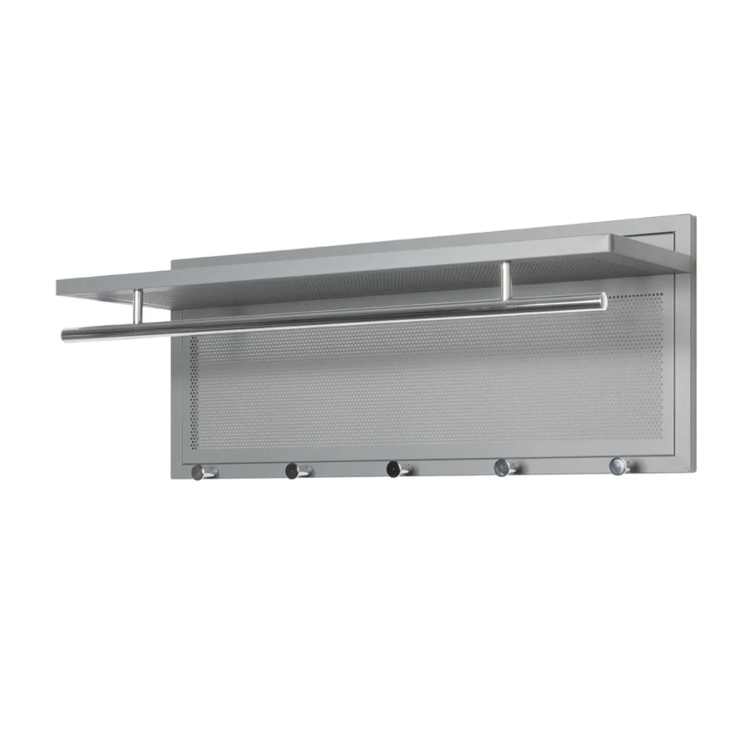 Garderobe murale en tube d'acier peint par poudrage en gris