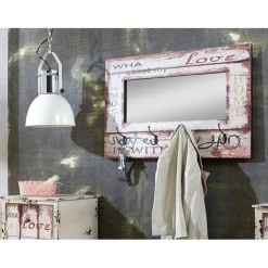 Garderobe murale et miroir vintage 4 crochets Love