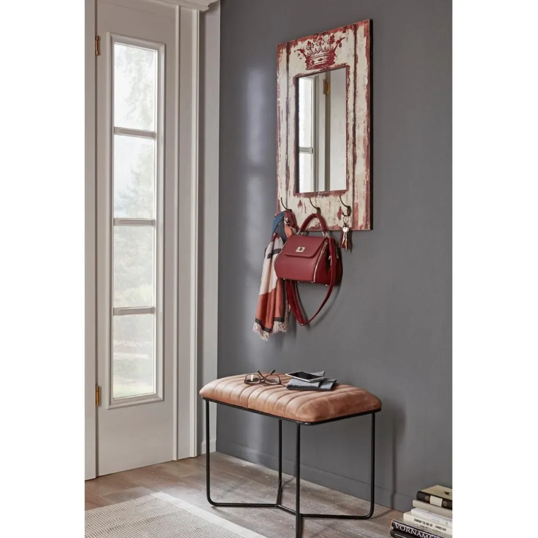 Garderobe murale miroir Royal 3 crochets
