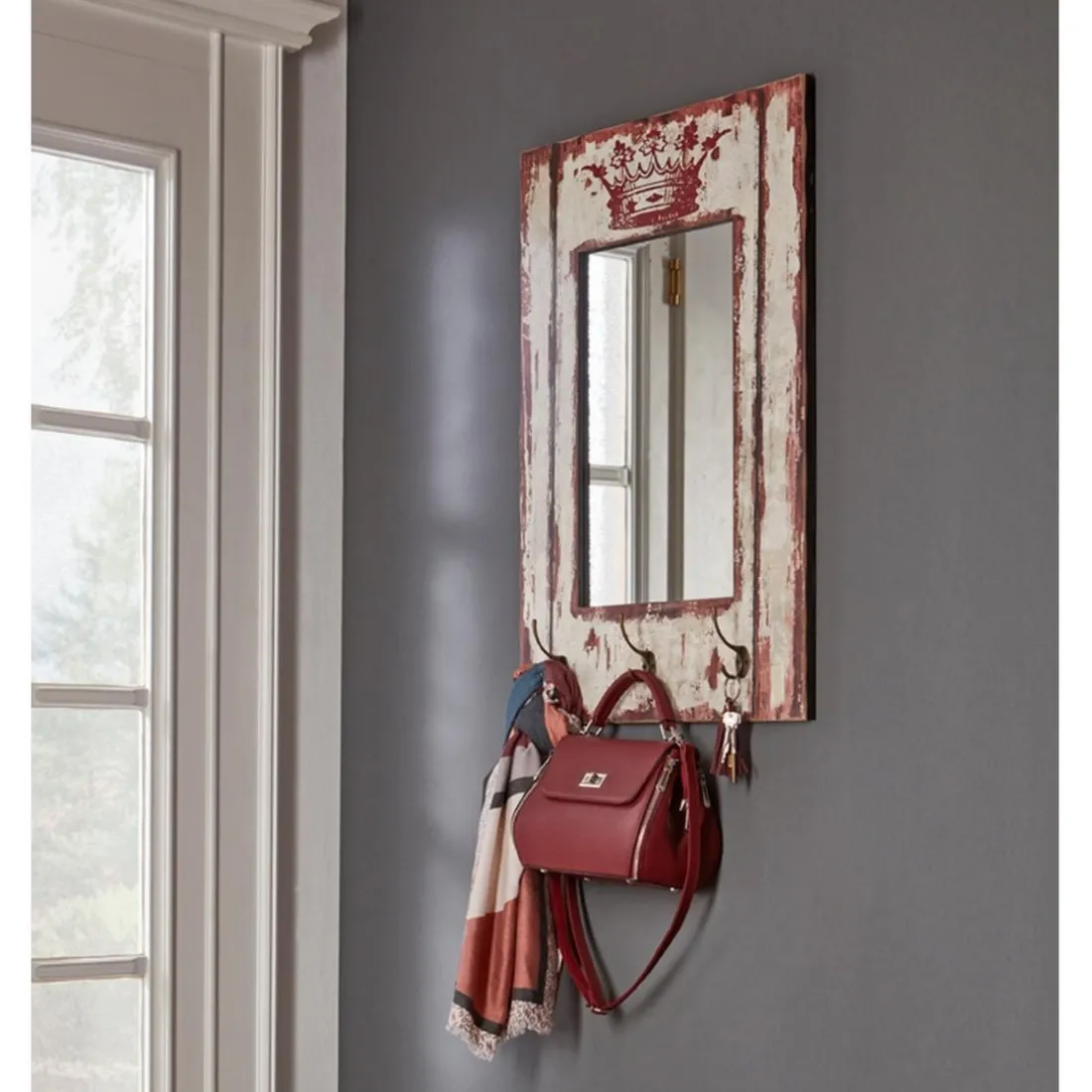 Garderobe murale miroir Royal 3 crochets