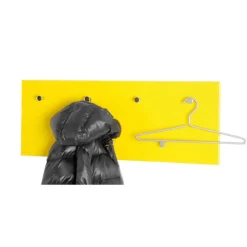 Garderobe murale modulable jaune 7 crochets acier chromé