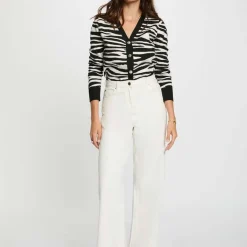 Gilet / Cardigan femme noir et blanc en viscose