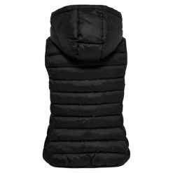 Gilet matelassé court capuche noir en nylon Bree