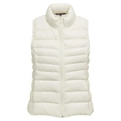 Gilet matelassé long col haut blanc en nylon Hattie
