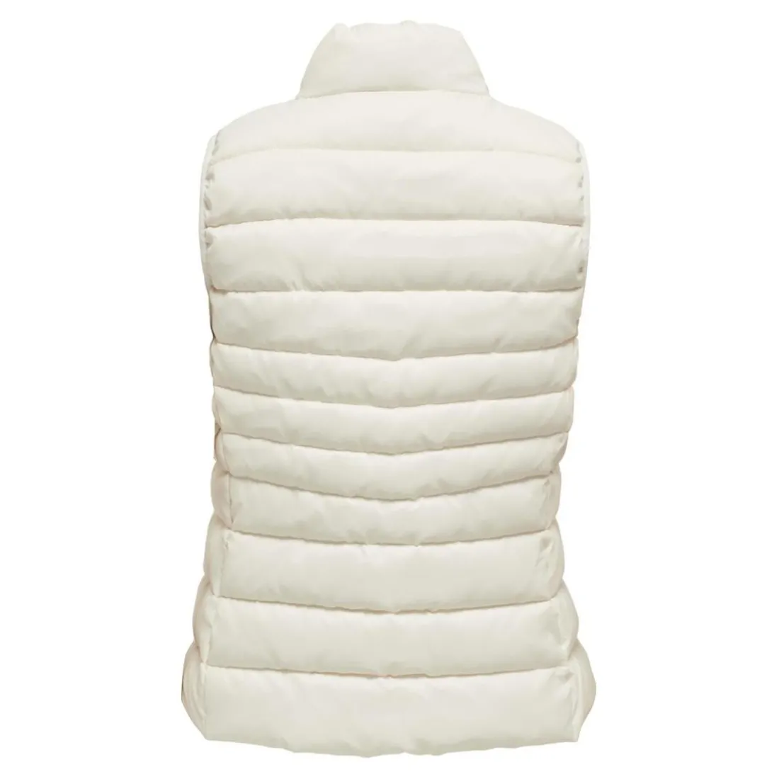 Gilet matelassé long col haut blanc en nylon Hattie